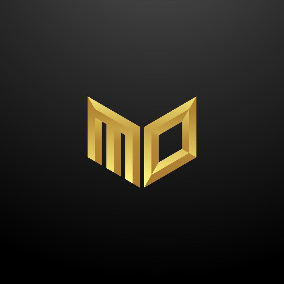 MO Logo Monogram Letter Initials Design Template with Gold 3d texture vector