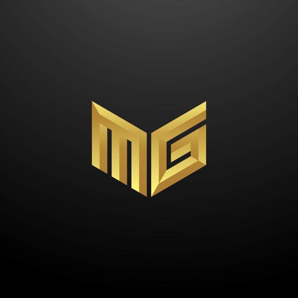 Plantilla de diseño de iniciales de letra de monograma de logotipo mg con textura 3d dorada vector