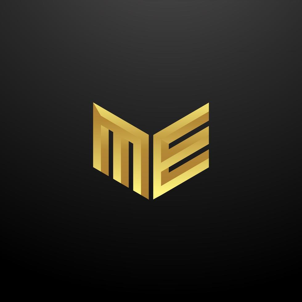 ME Logo Monogram Letter Initials Design Template with Gold 3d texture vector