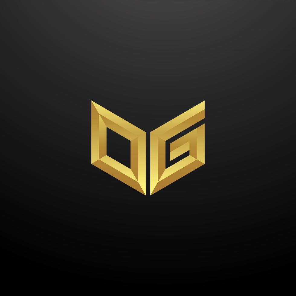 OG Logo Monogram Letter Initials Design Template with Gold 3d texture vector