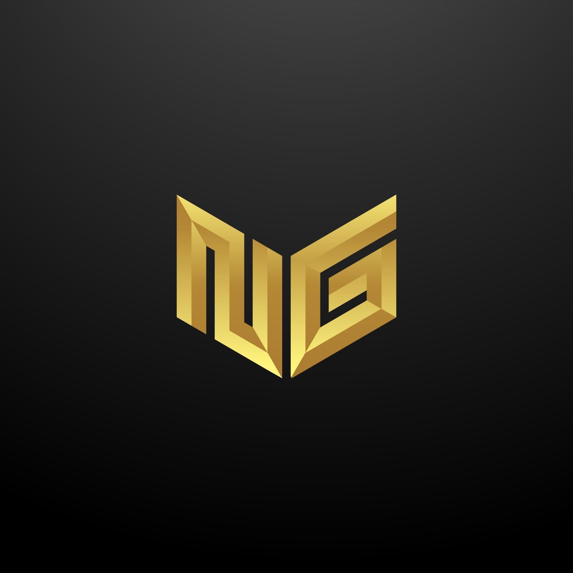 NG Logo Monogram Letter Initials Design Template with Gold 3d texture