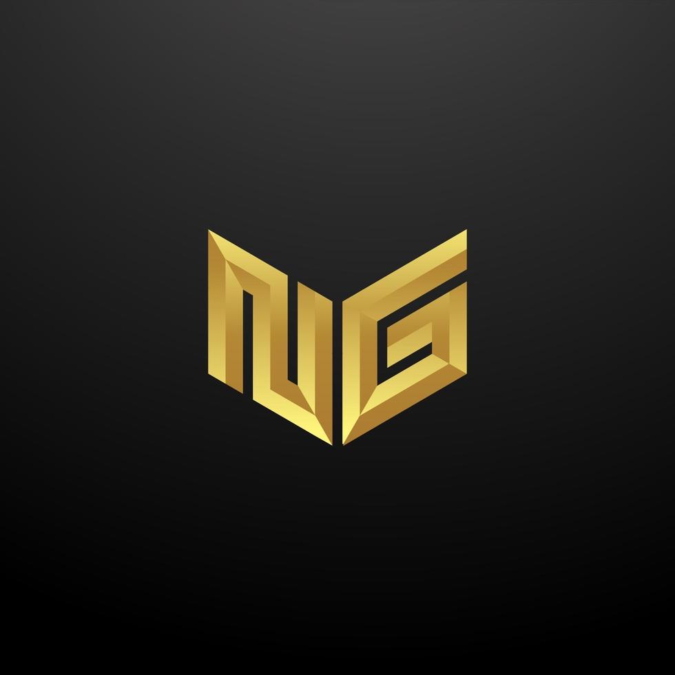 NG Logo Monogram Letter Initials Design Template with Gold 3d texture vector