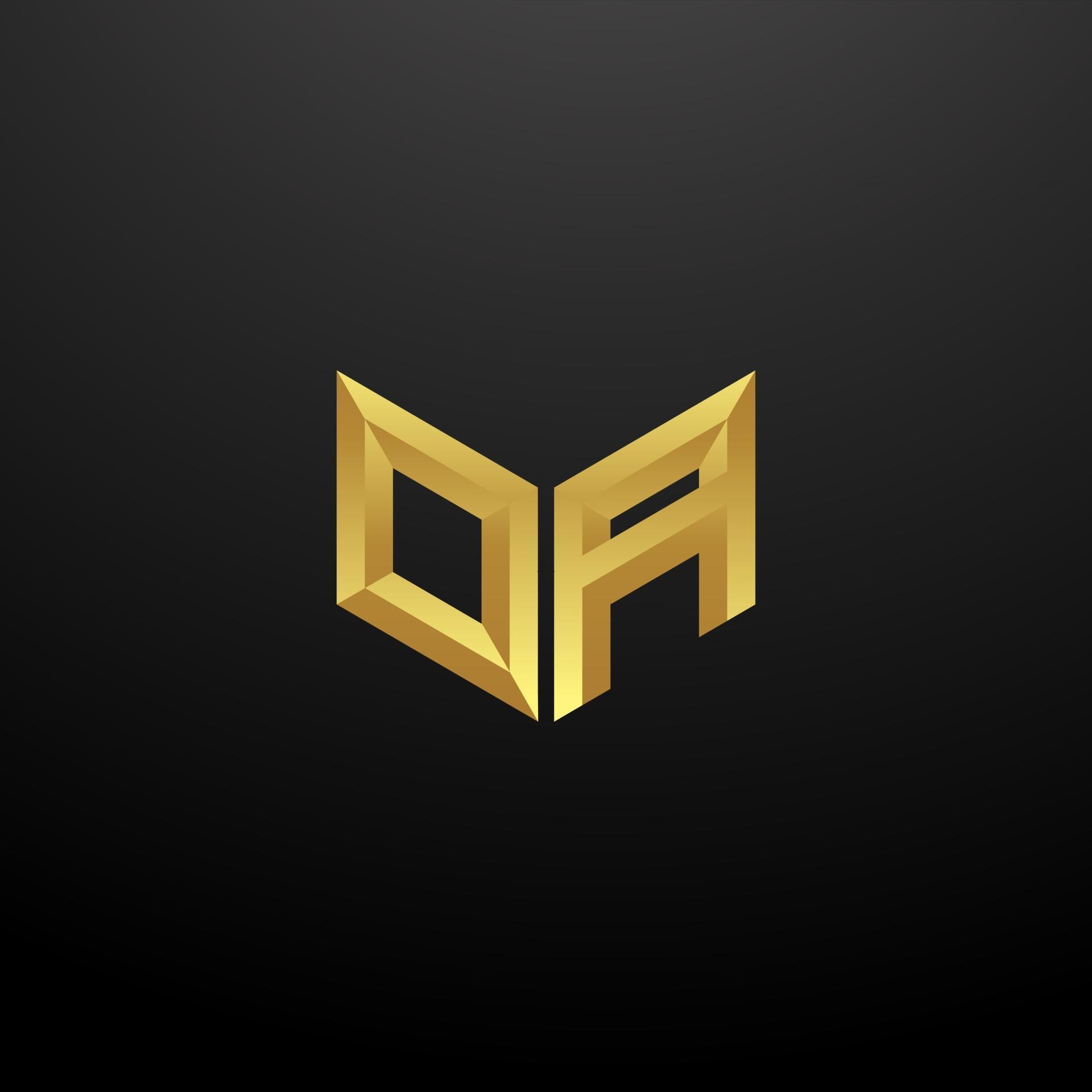 OA Logo Monogram Letter Initials Design Template with Gold 3d texture