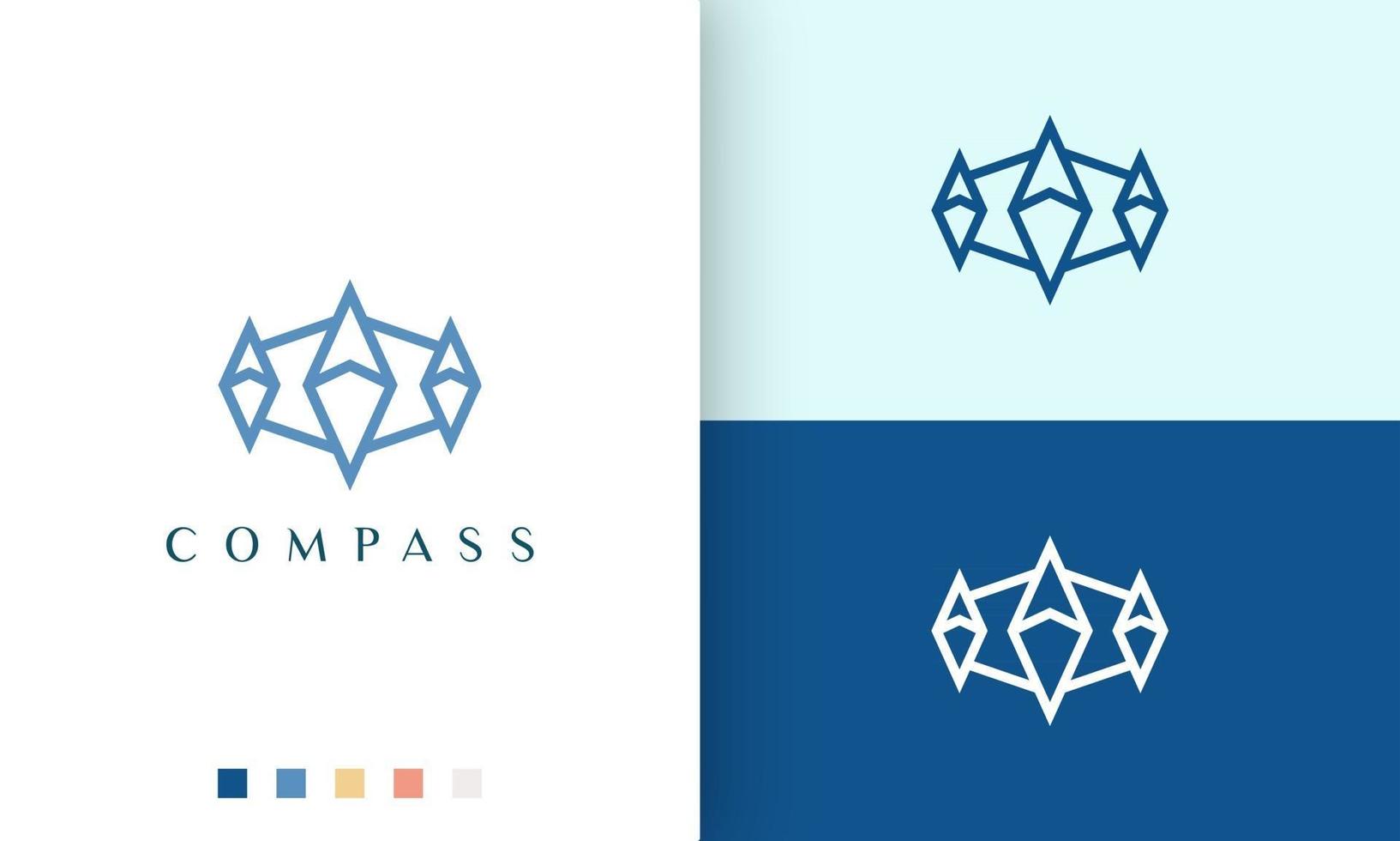 ship or adventure logo vector design with simple and modern compass shape