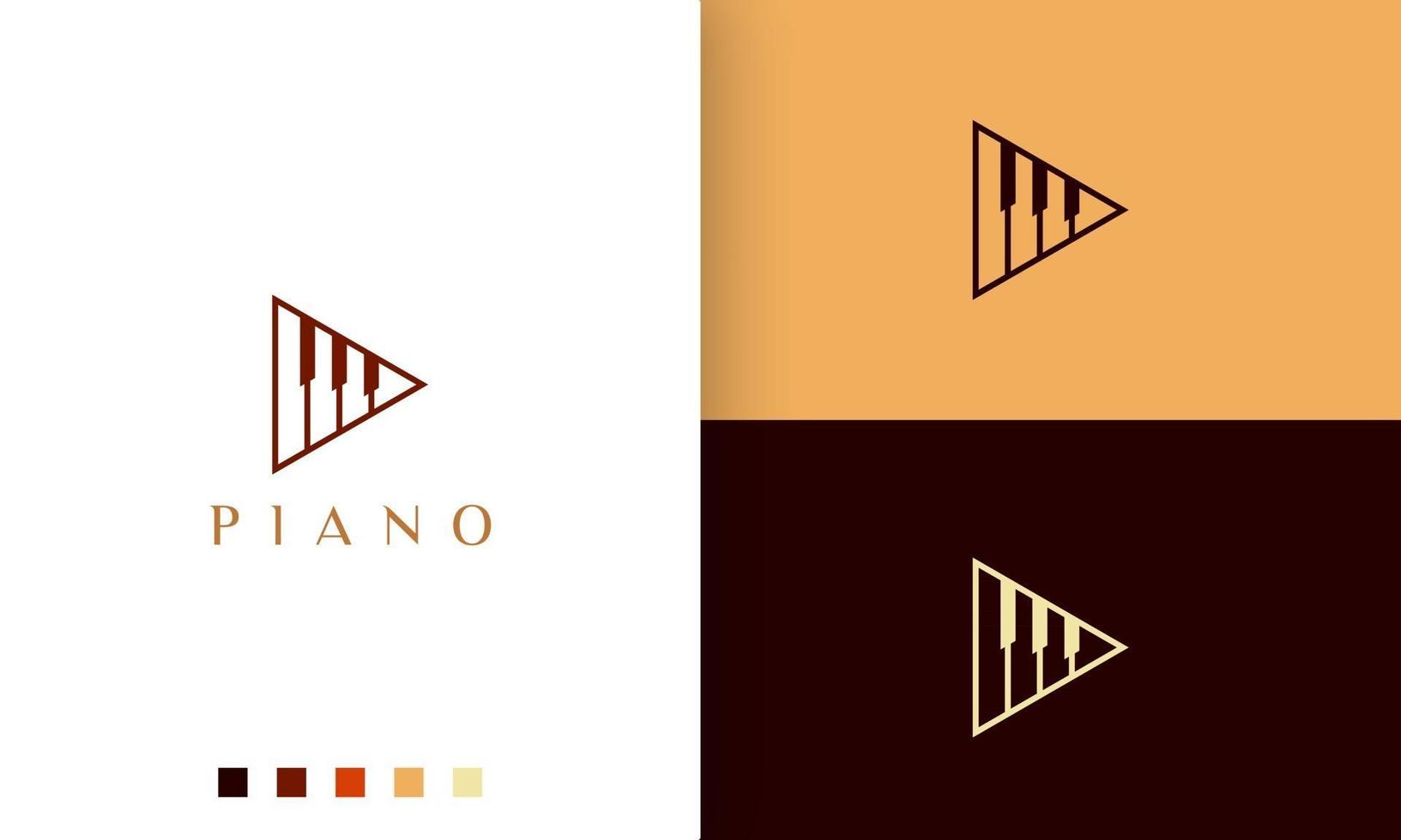 Triangular piano logo or icon with a simple and modern style suitable for online piano learning class brand vector