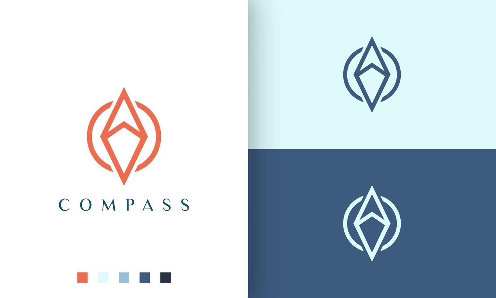 trip or adventure logo vector design with simple and modern compass circle shape