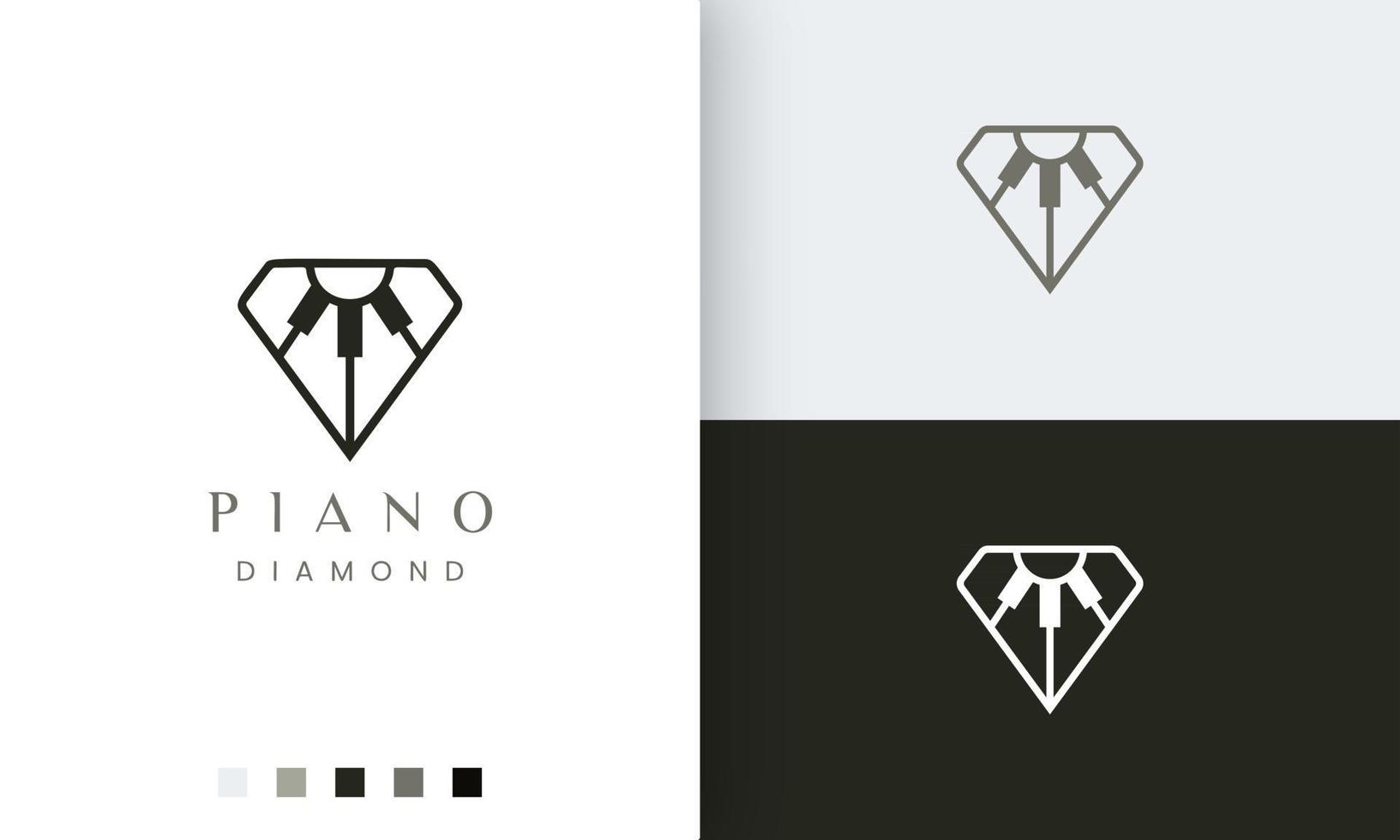 logo o icono de piano en un estilo minimalista y moderno con forma de diamante vector