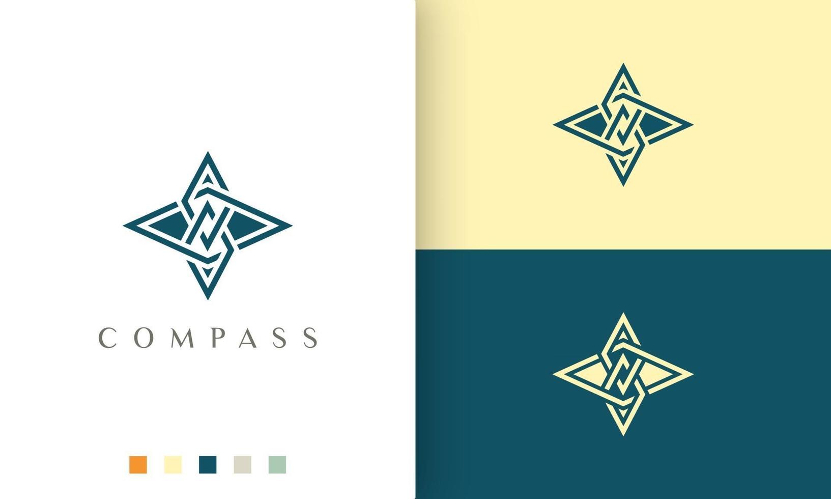 travel or adventure logo vector design with minimalist and modern compass shape