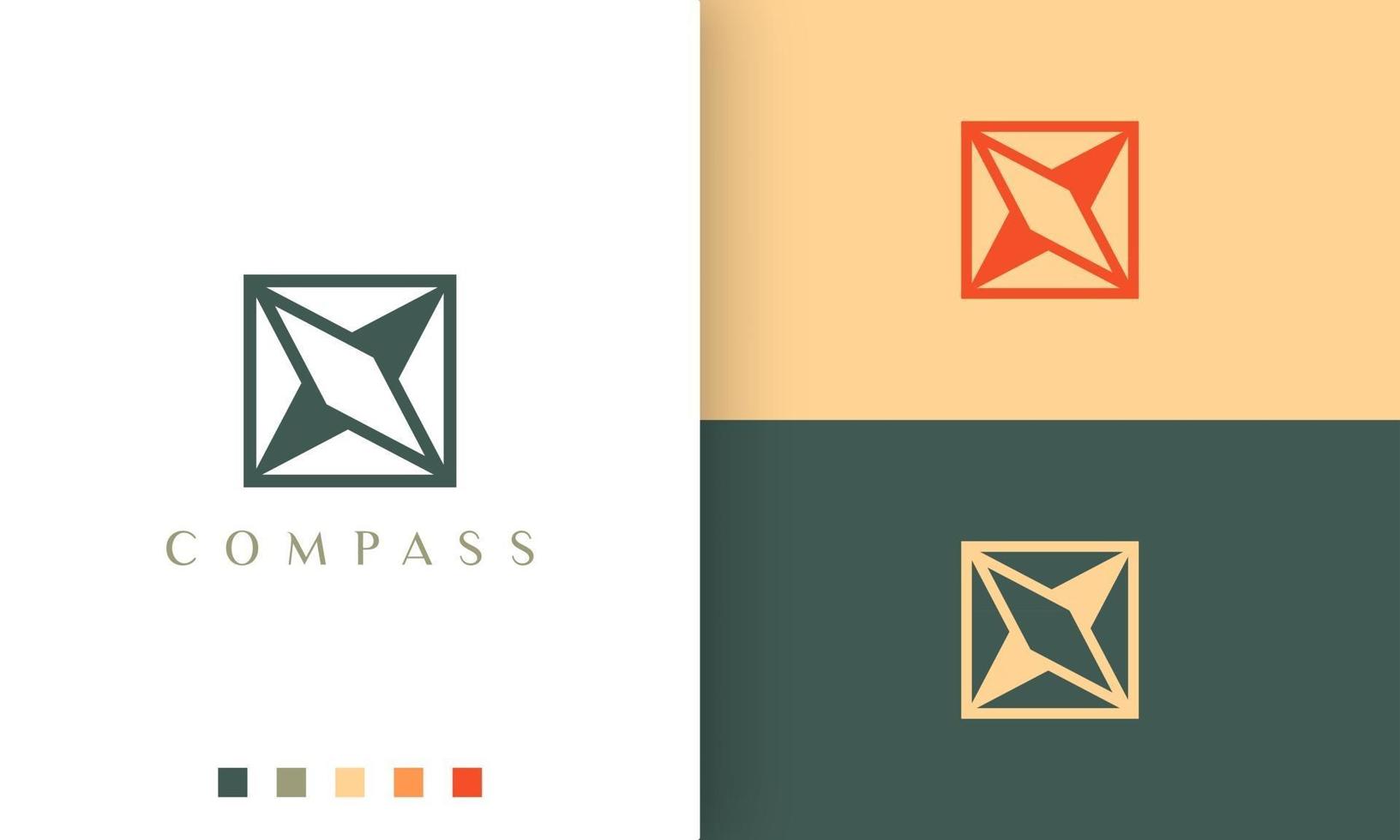 navigation or adventure logo vector design with simple and unique compass shape