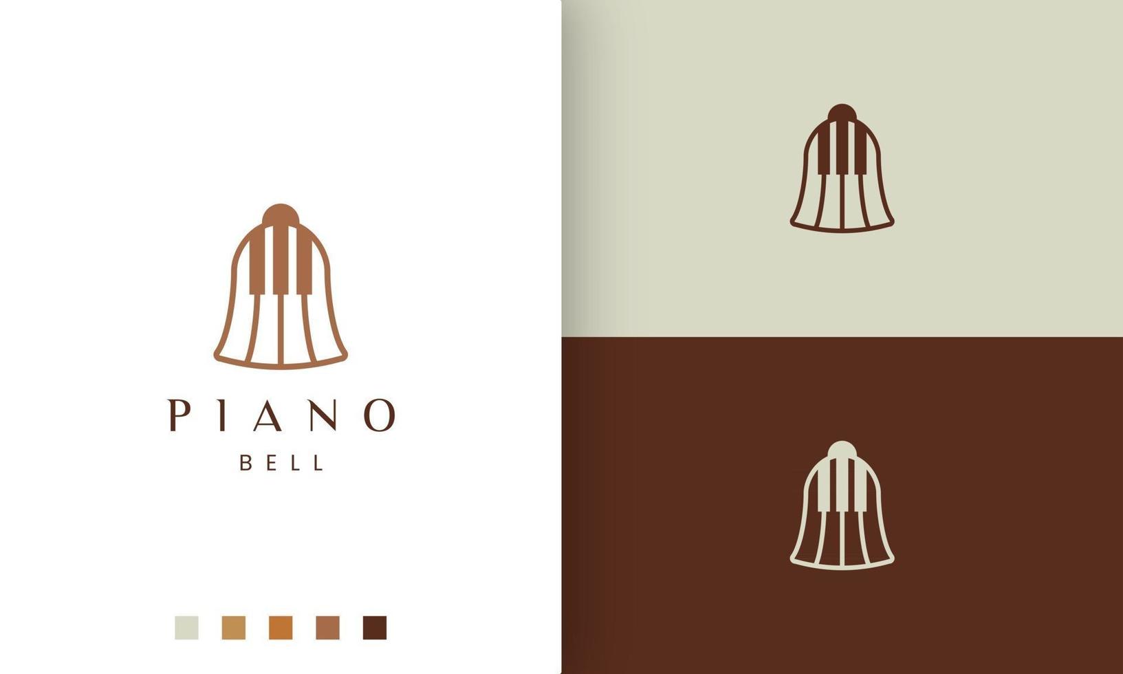 Logotipo o icono de piano simple y moderno en forma de campana vector