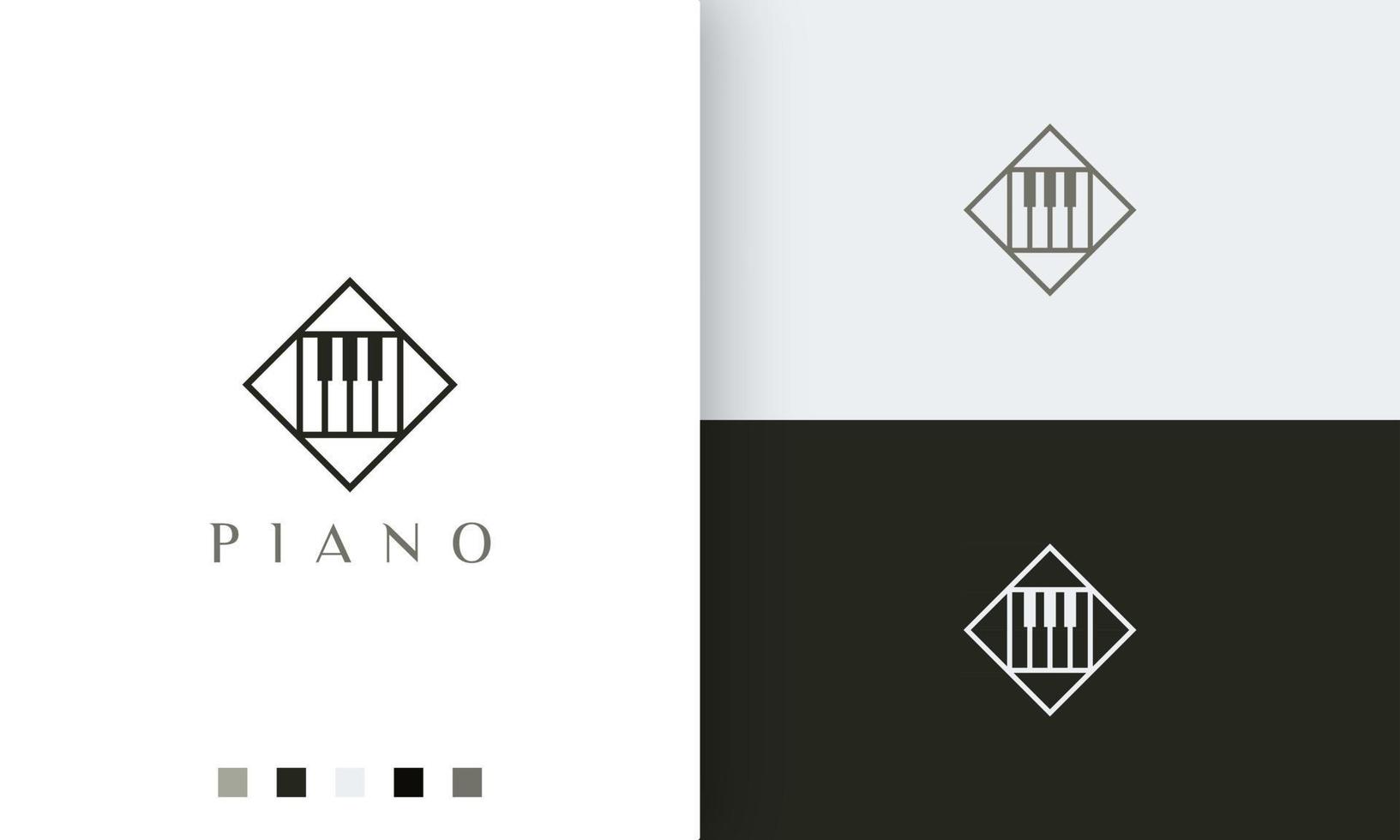 Logotipo o icono de curso de piano simple y moderno. vector