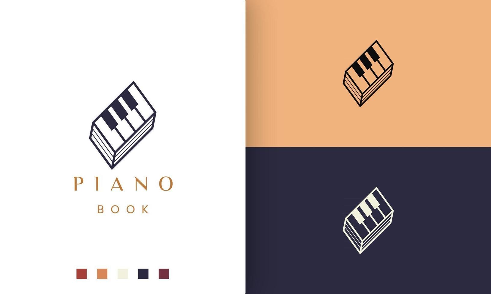 logotipo o icono de libro de piano simple y moderno vector