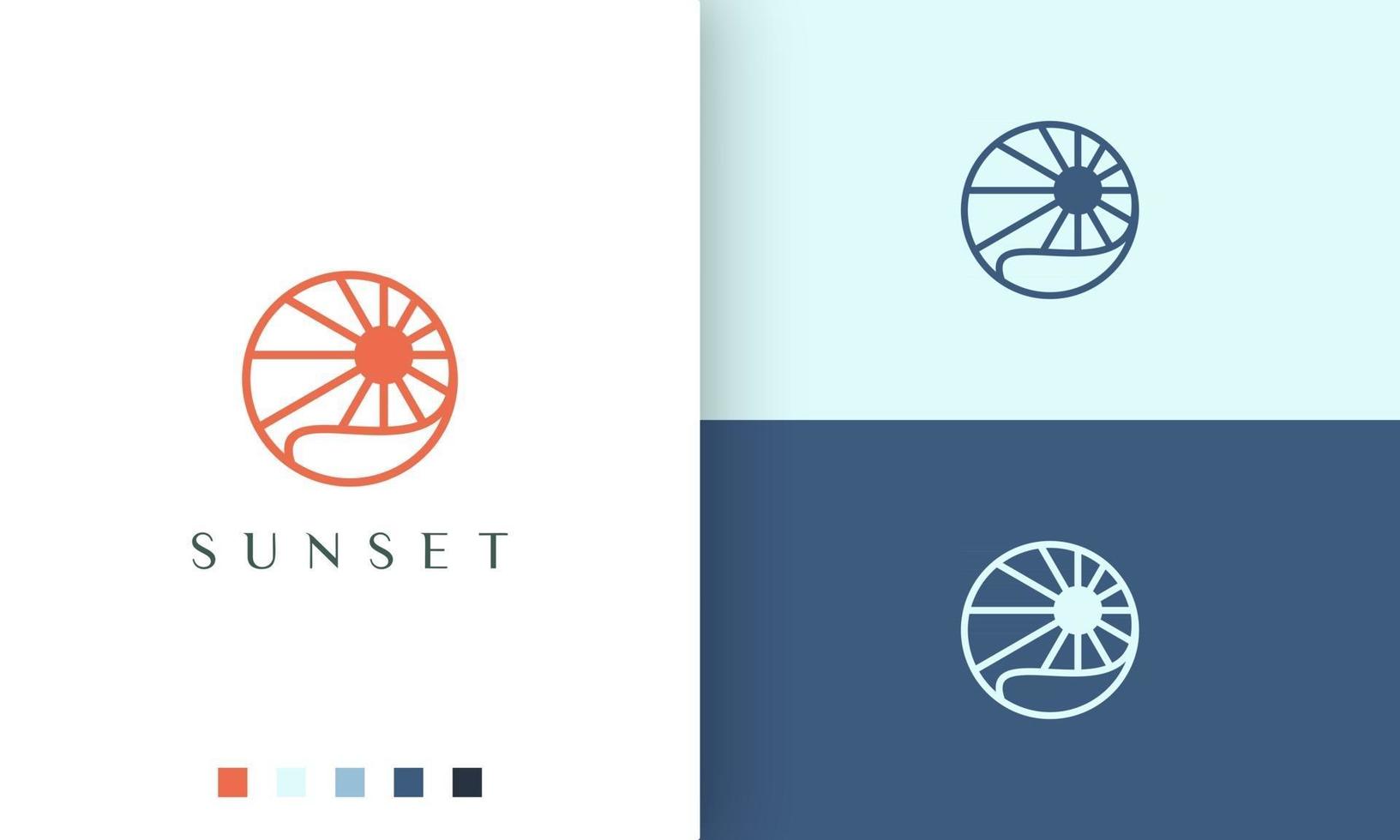 sun or ocean logo with simple and modern circle shape vector