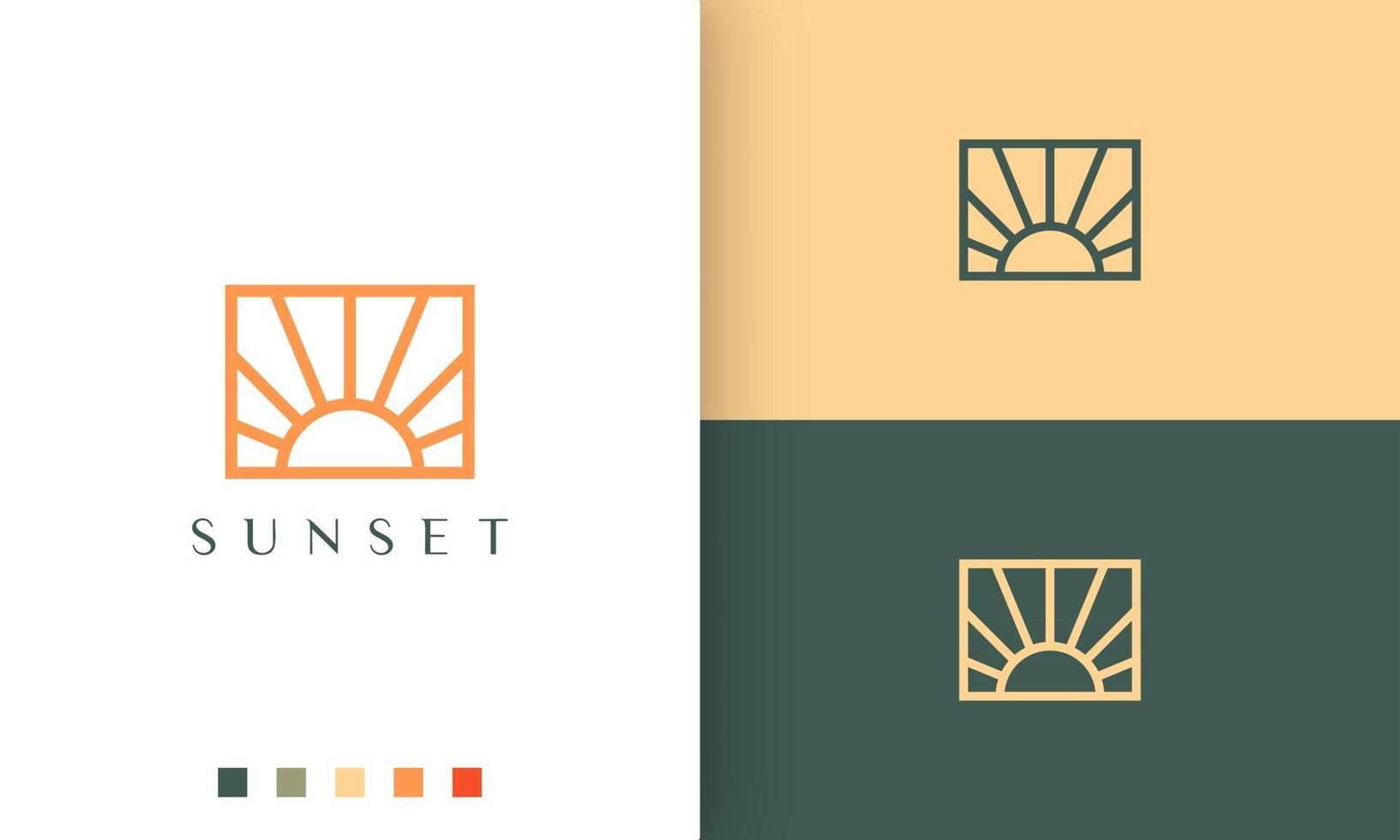 logotipo de sol o energía en arte de línea simple y estilo moderno vector