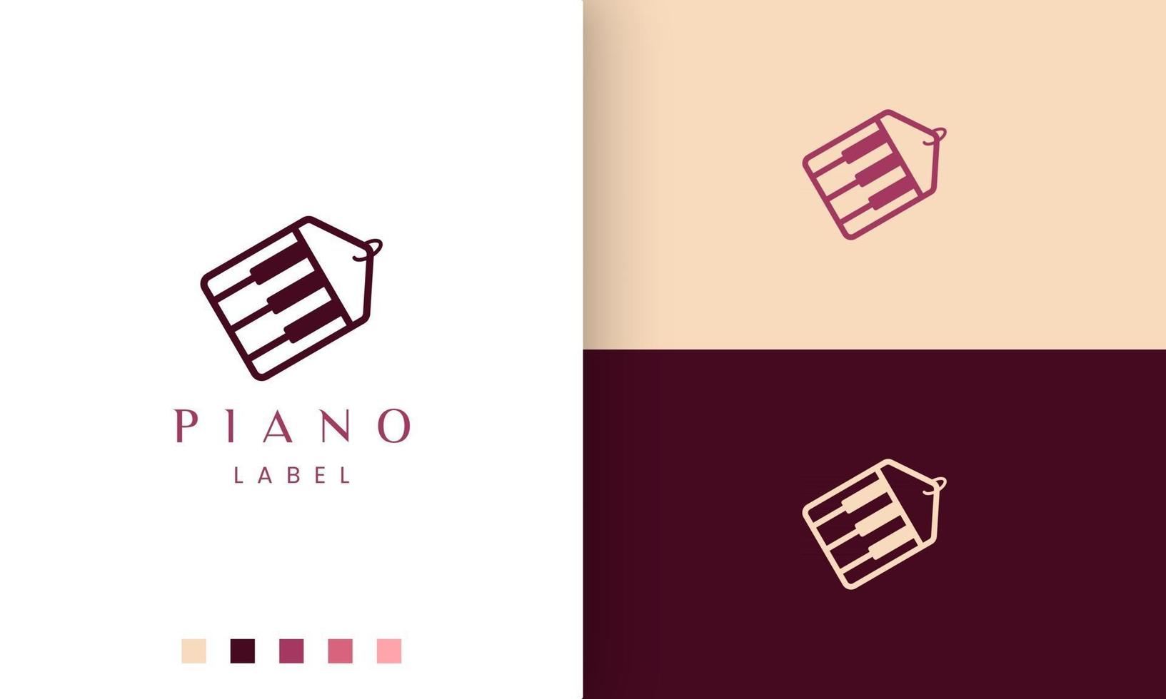 logotipo simple y moderno o icono de etiqueta para tienda de pianos vector