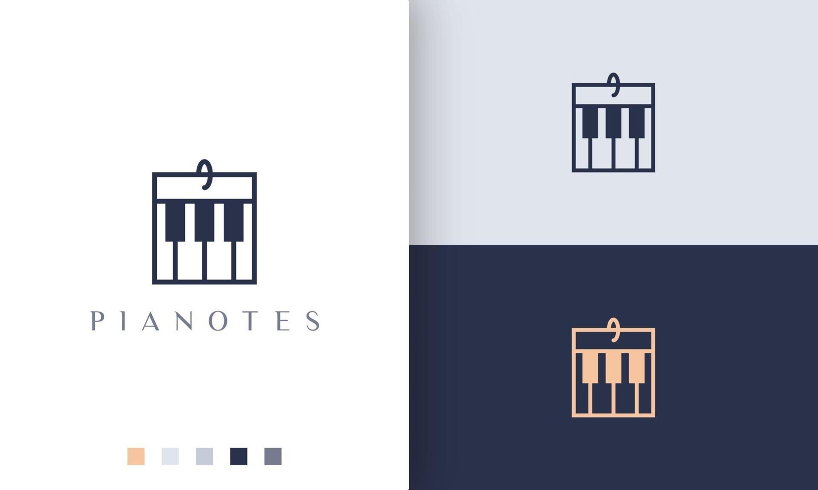 logotipo o icono de nota de piano simple y moderno vector