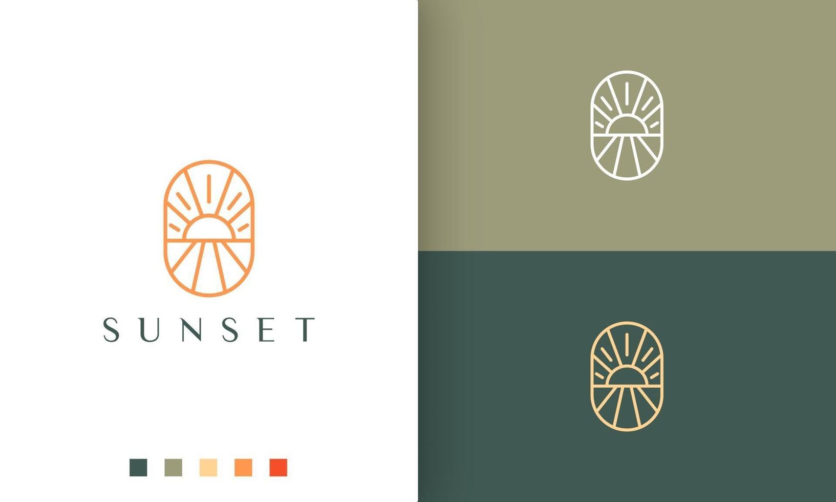 seafront or beach logo in simple and mono line style vector