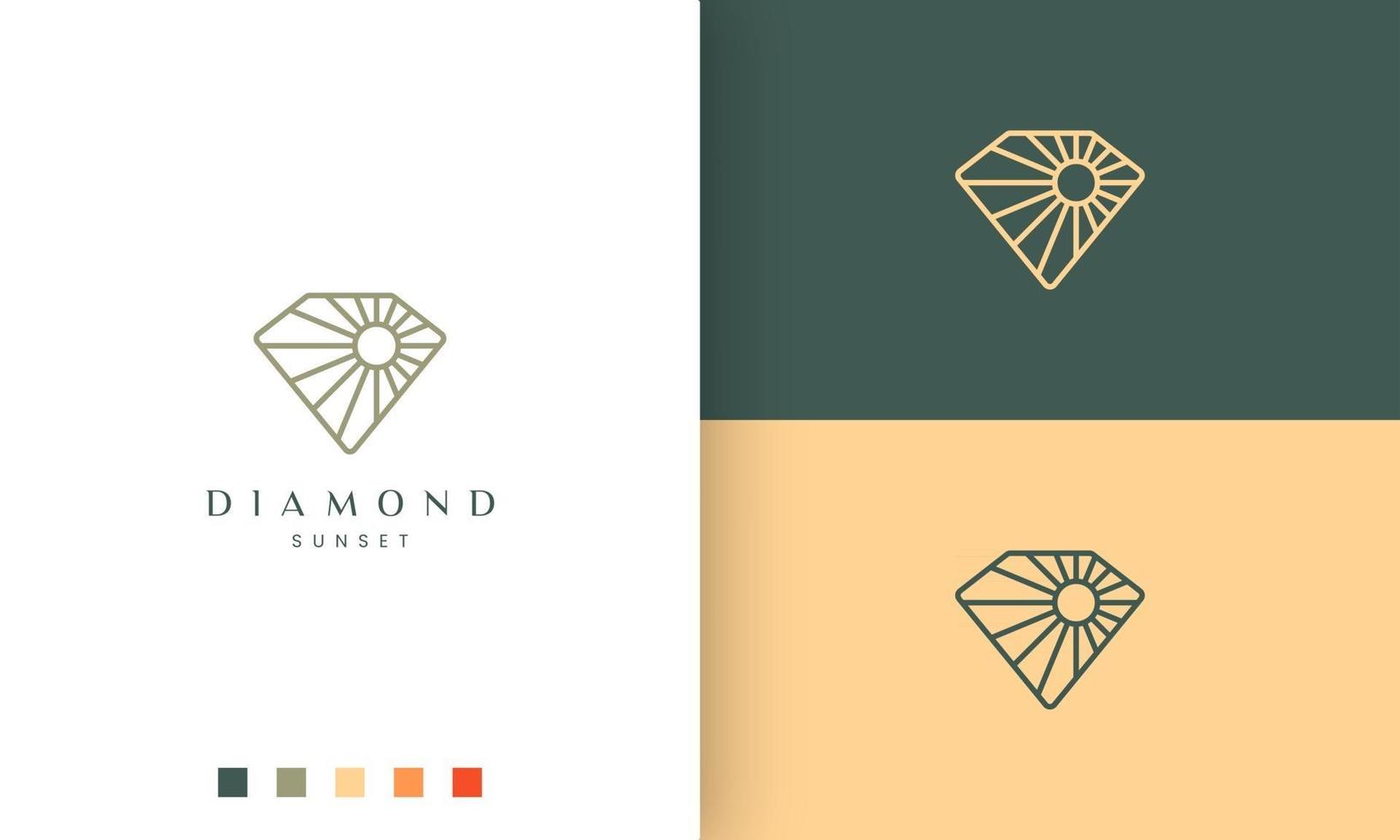 logotipo de sol de diamante en línea mono y estilo moderno vector