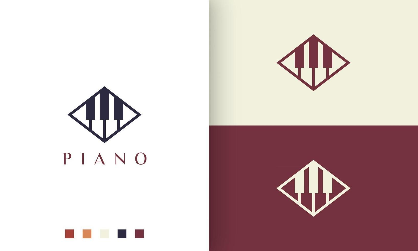 logotipo o icono de aprendizaje de piano en un estilo minimalista y moderno vector