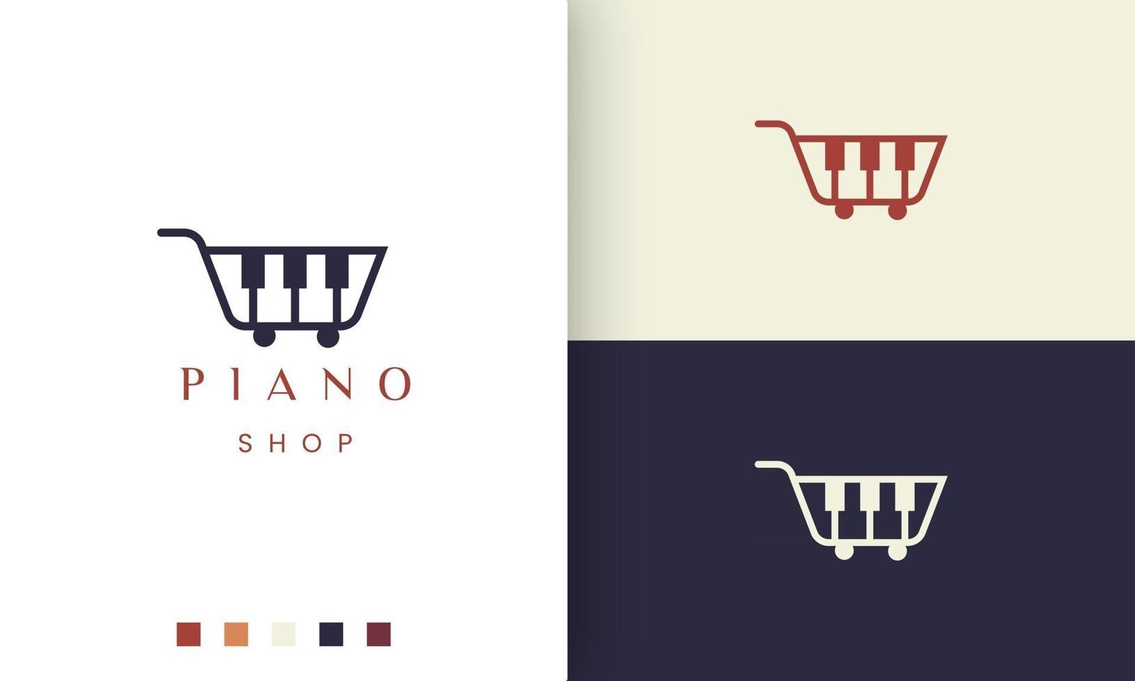 Logotipo o icono simple y moderno para tienda de pianos. vector