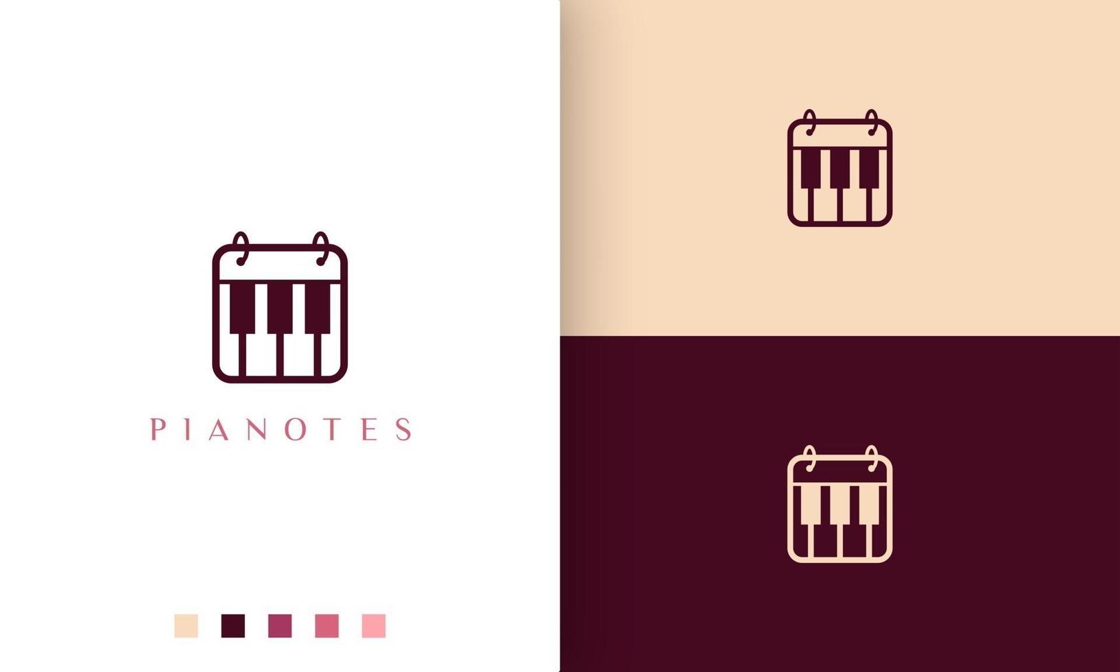 simple and modern piano note logo or icon vector