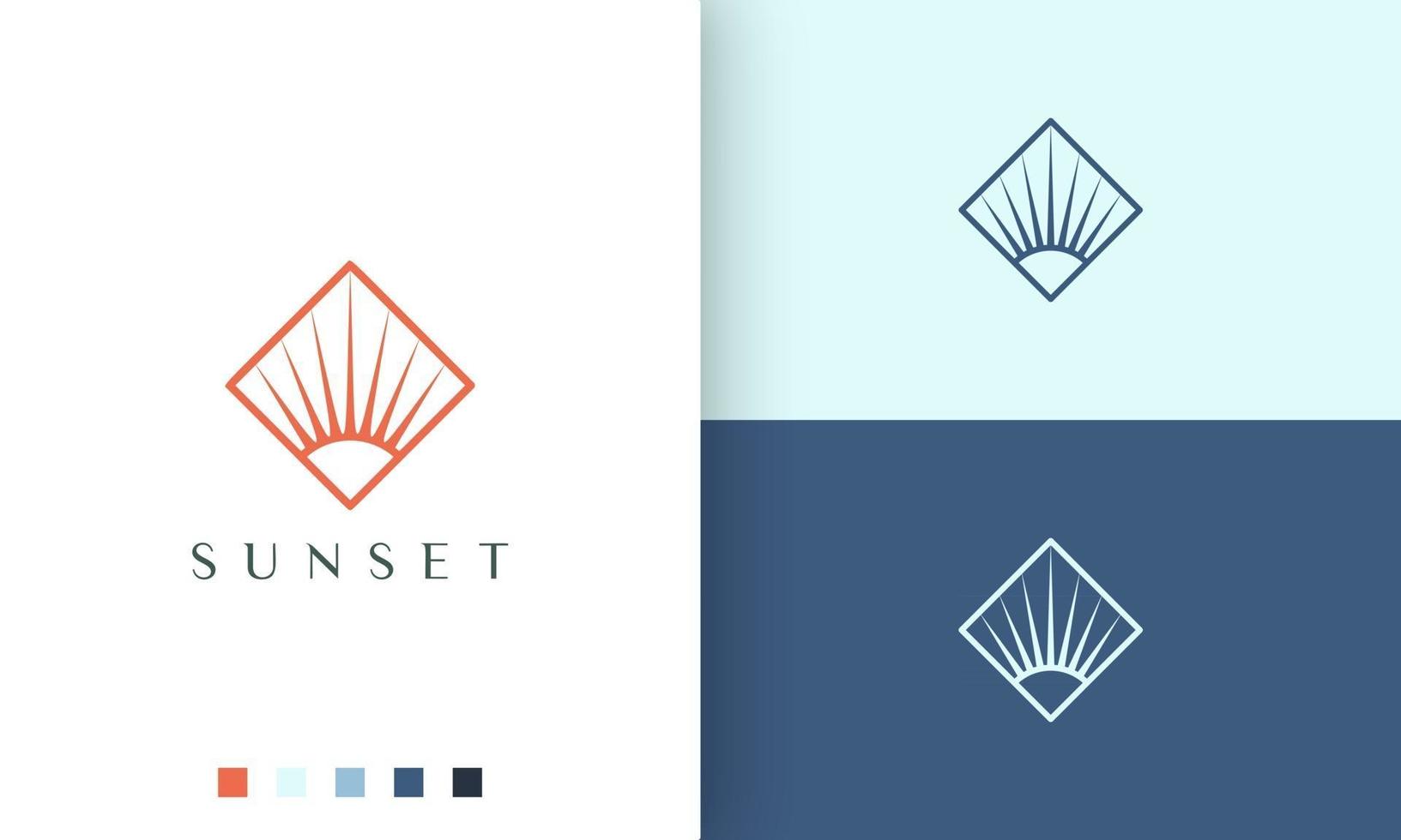 sun or solar logo in simple and modern style vector