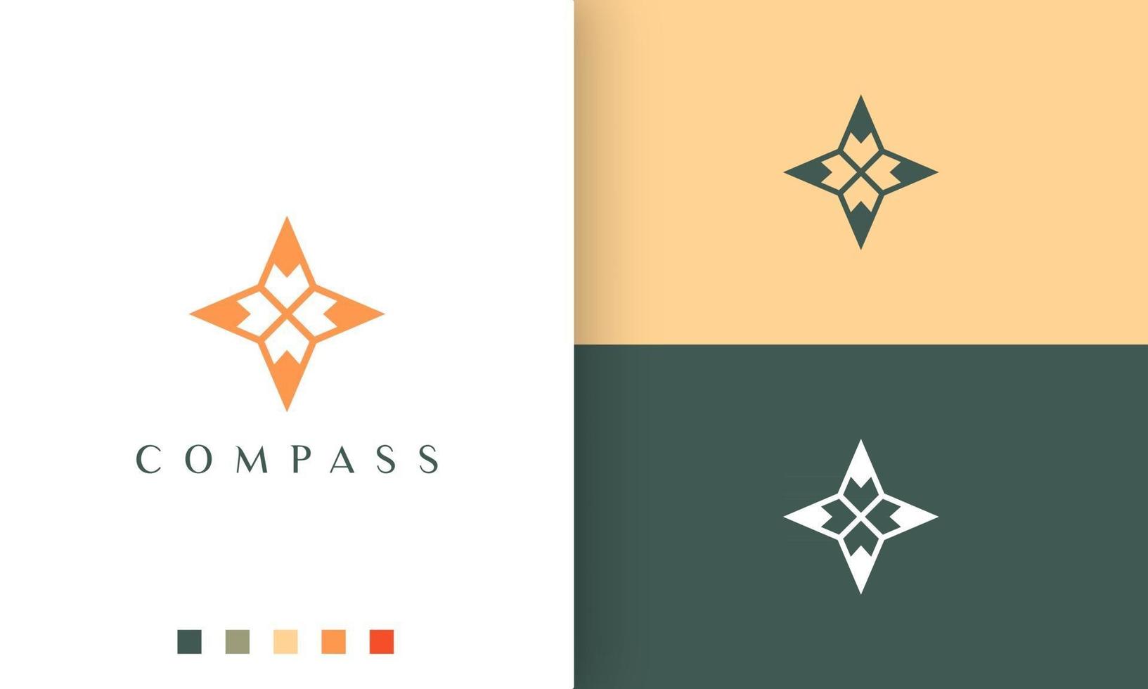 expedition or travel logo with a simple and modern compass shape vector