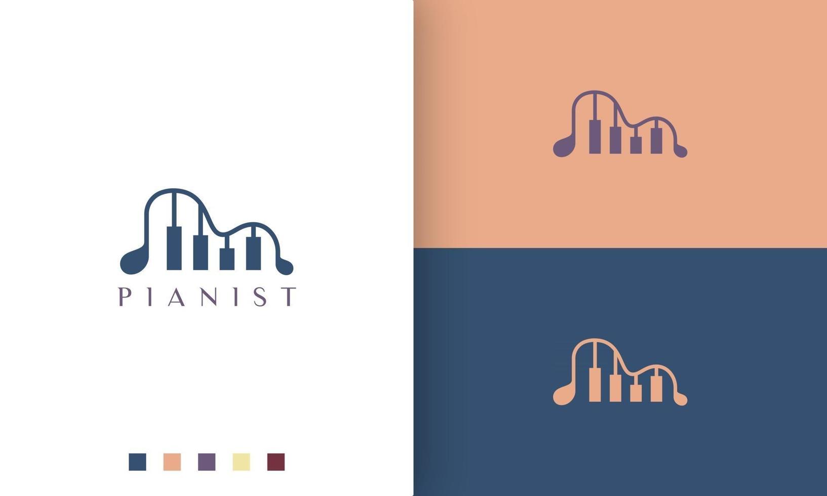 simple and modern logo or icon for piano app vector