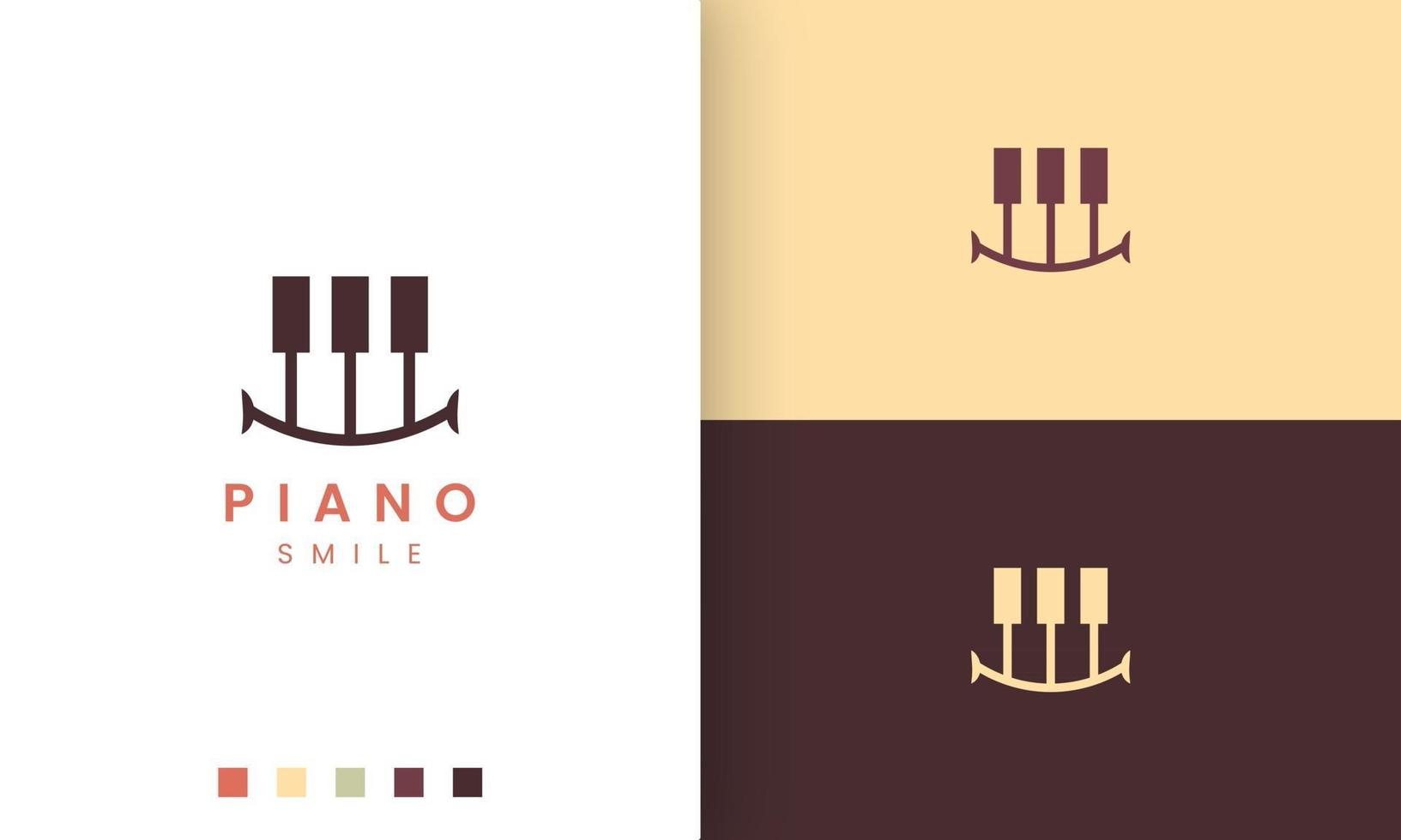 piano logo in simple and modern style with smile shape vector