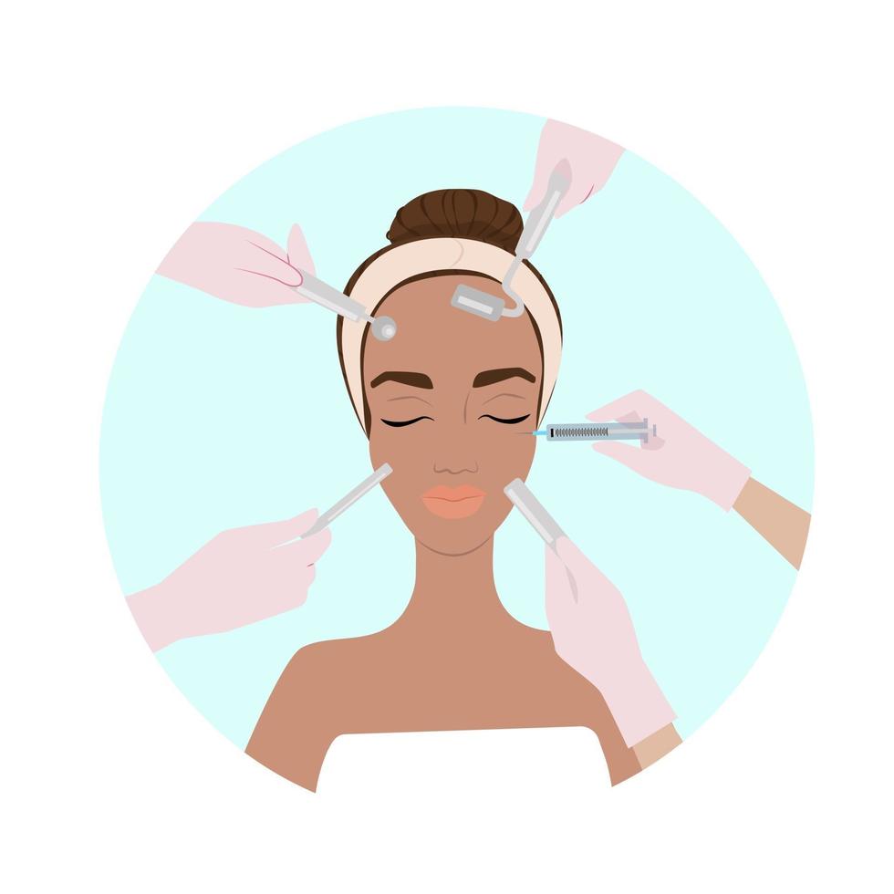 Body and face care treatments concept vector