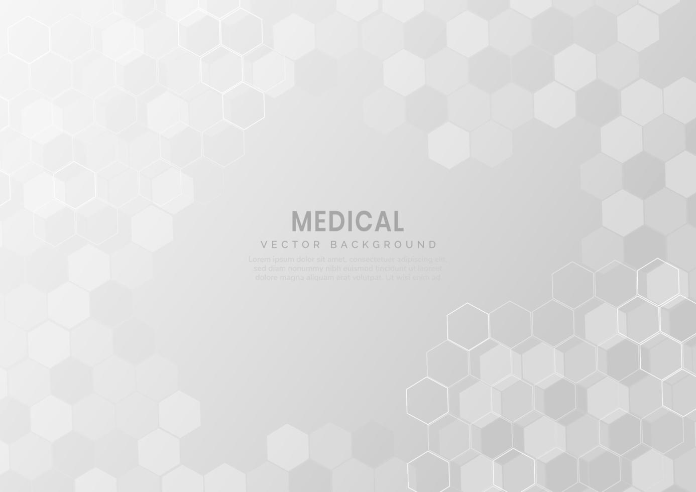 Abstract white and grey hexagon pattern background. Medical and science concept. vector