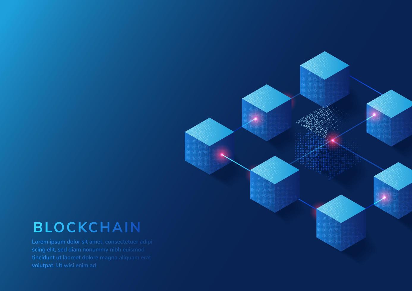 Block chain concept background. Technology digital big data blocks  with copy space for text. vector