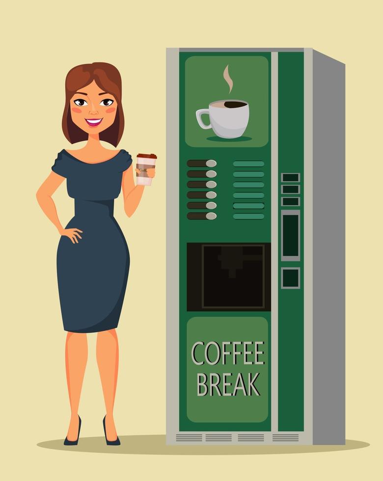 mujer de negocios tomando cafe vector