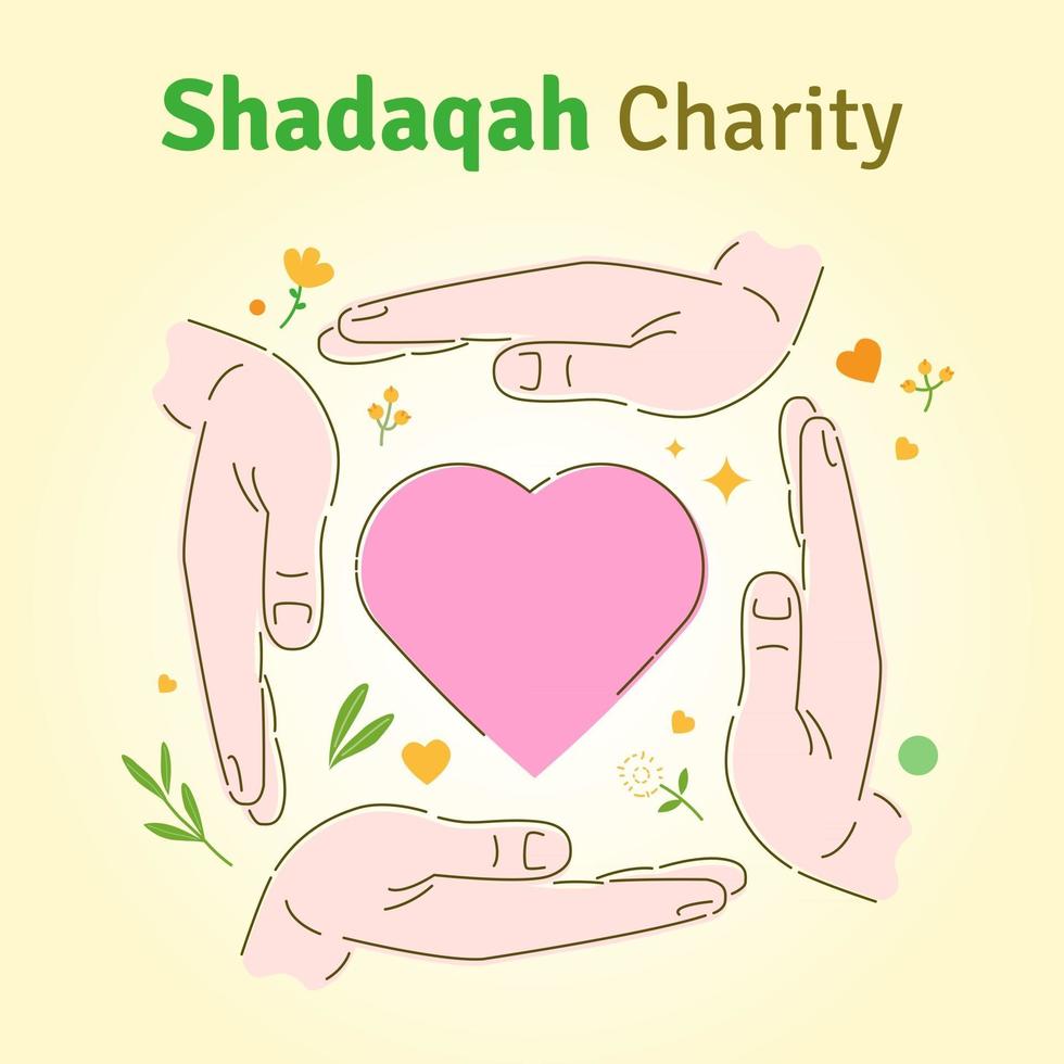 Shadaqah Charity flat vector illustration