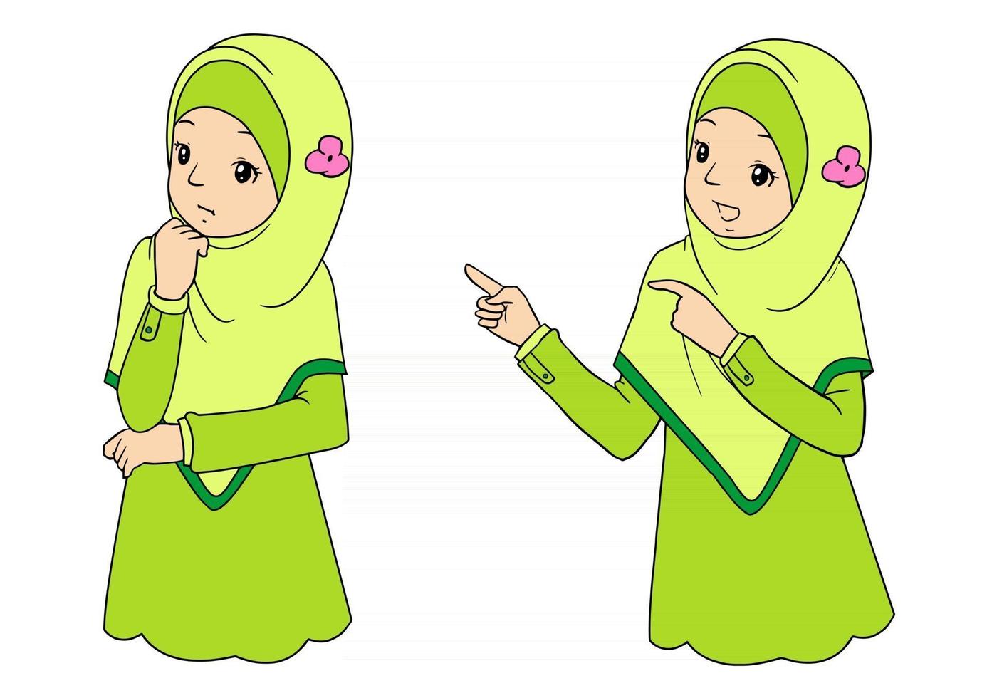 Young muslim woman with facial expressions vector