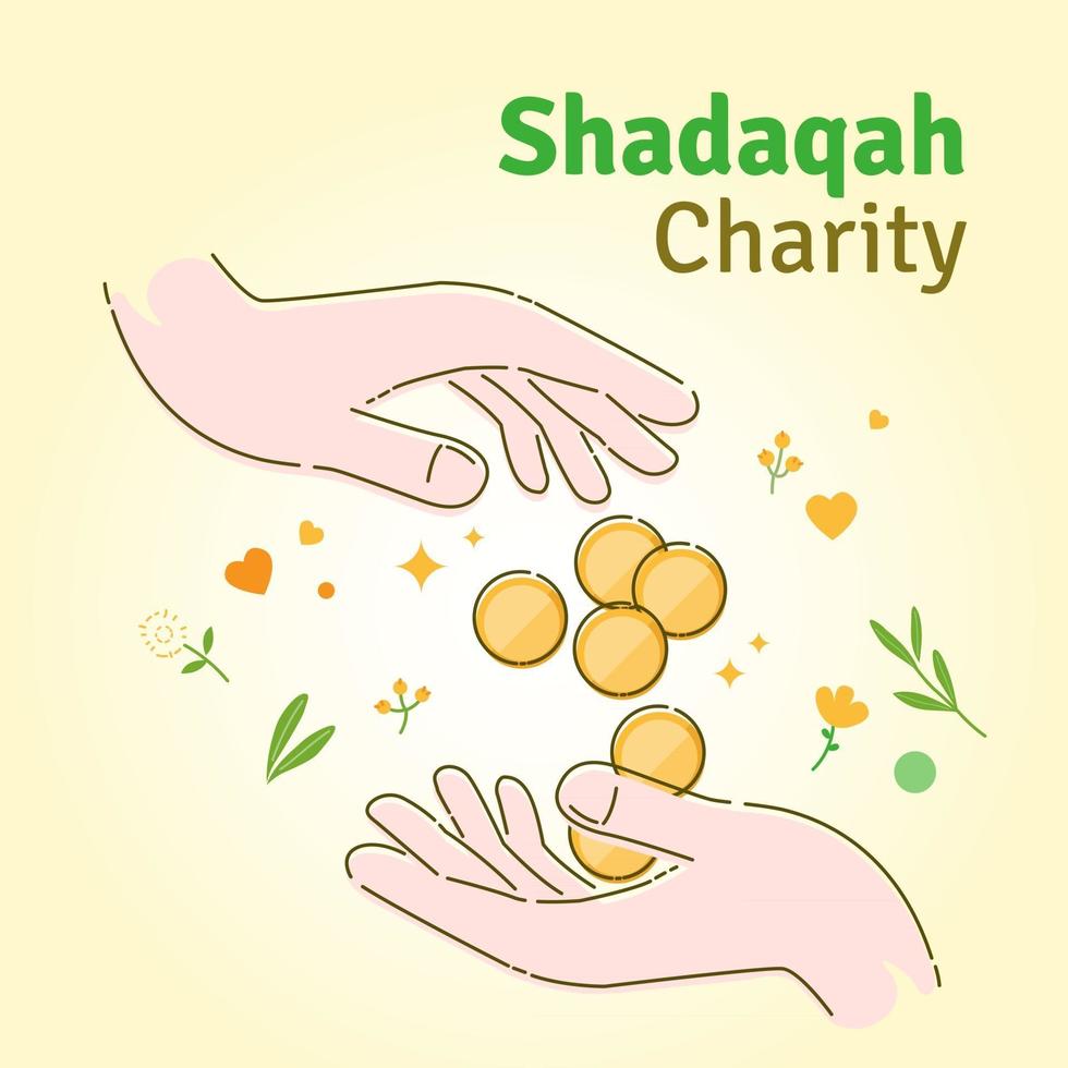 Shadaqah Charity flat vector illustration