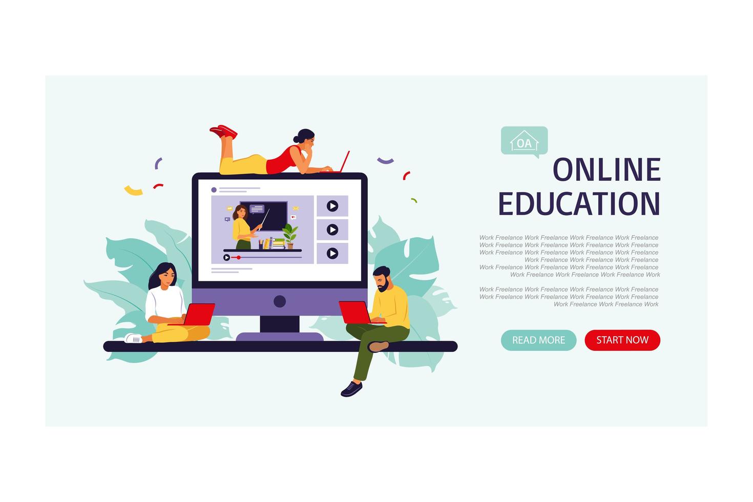 Online education concept. Landing page template. Vector illustration. Flat