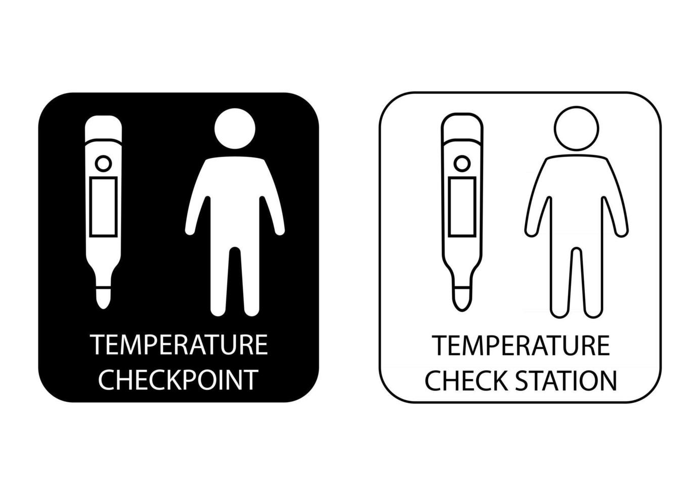 Digital medical thermometers. Temperature scanning sign. Checkpoint or station for measurement of fever. It could be used in the Train Station, Airport or other public places. Vector