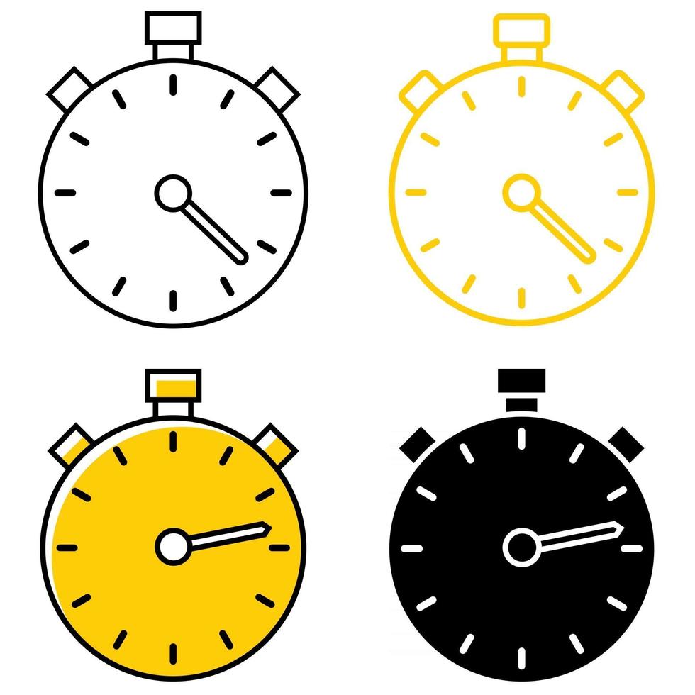 Various types of timer. Stopwatches icon set.  Stopwatches for time management, web, apps and other. Timer sign outline icon. Editable stroke. Vector flat illustration isolated