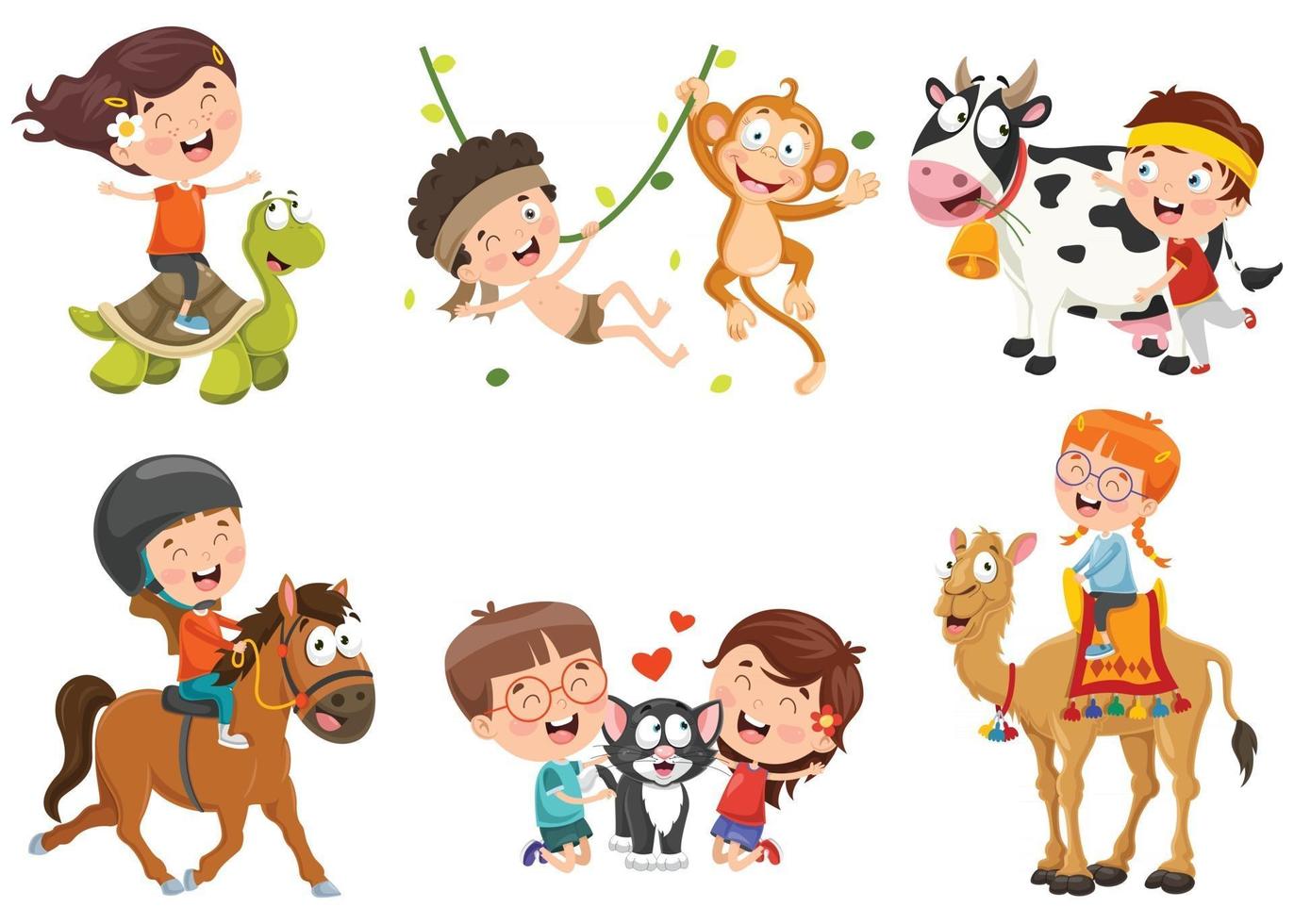 Various Cartoon Animals Posing vector
