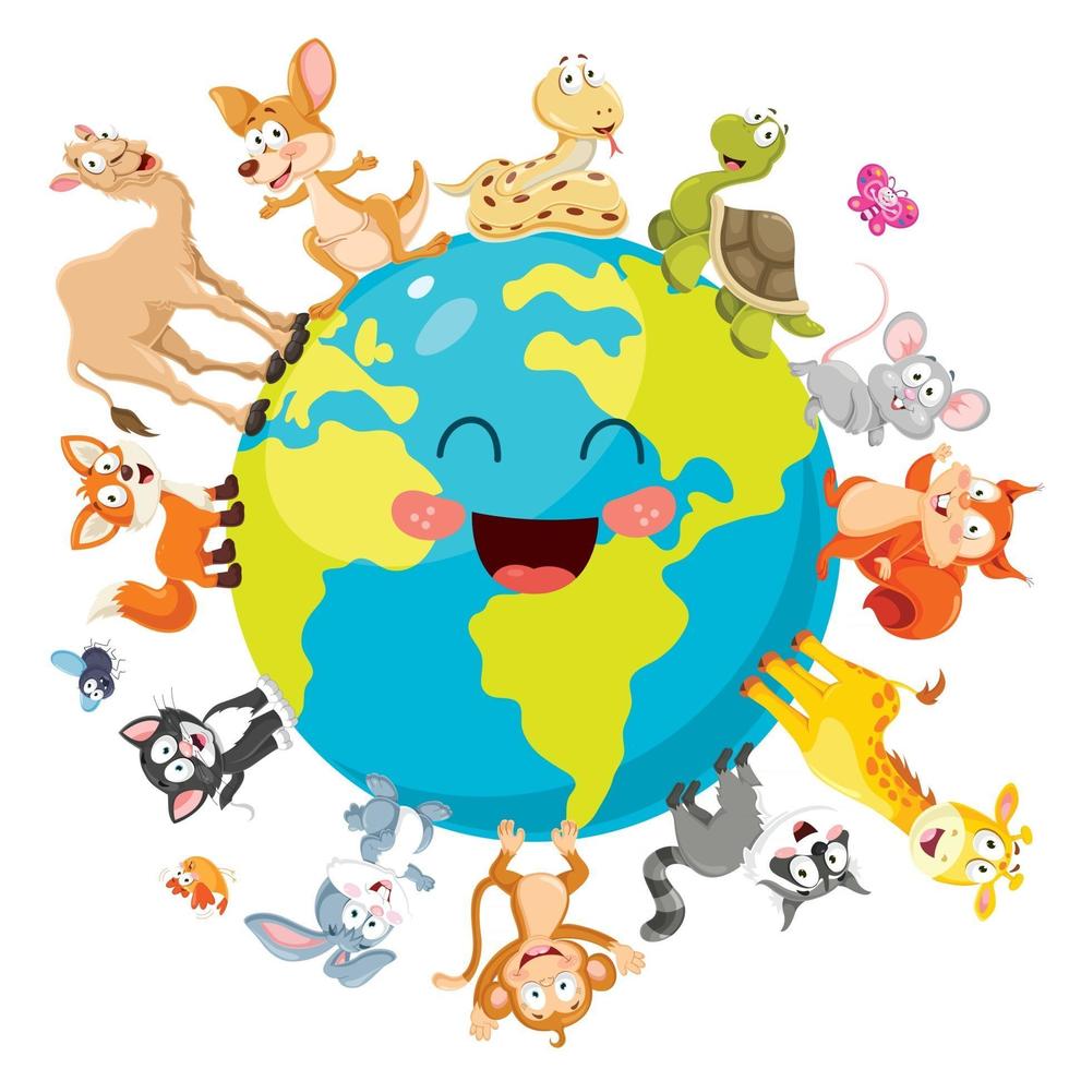 Various Cartoon Animals Posing vector