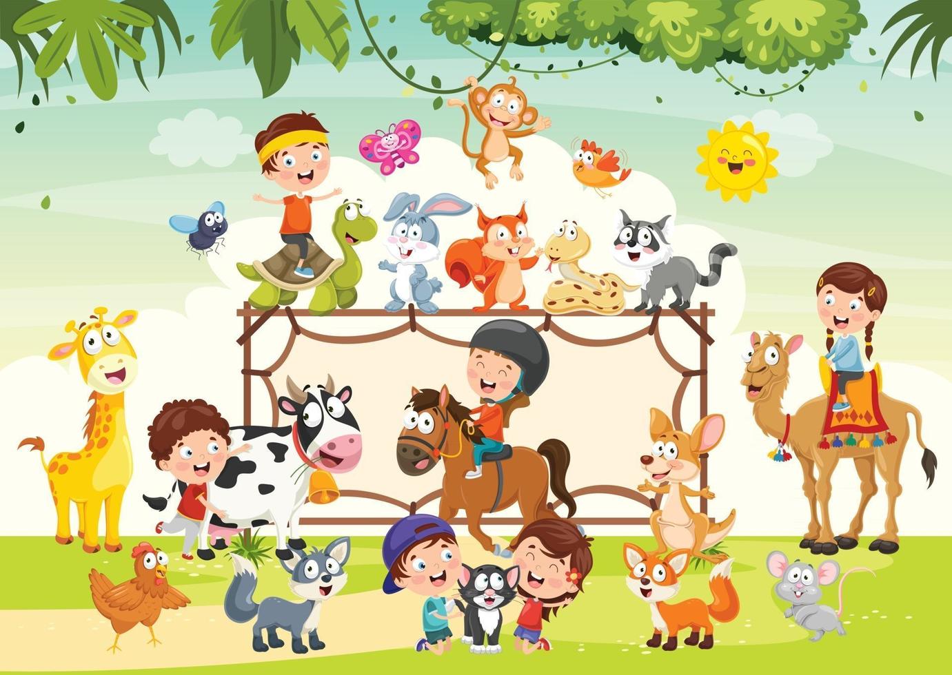 Various Cartoon Animals Posing vector