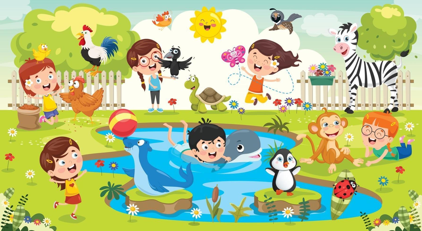 Various Cartoon Animals Posing vector