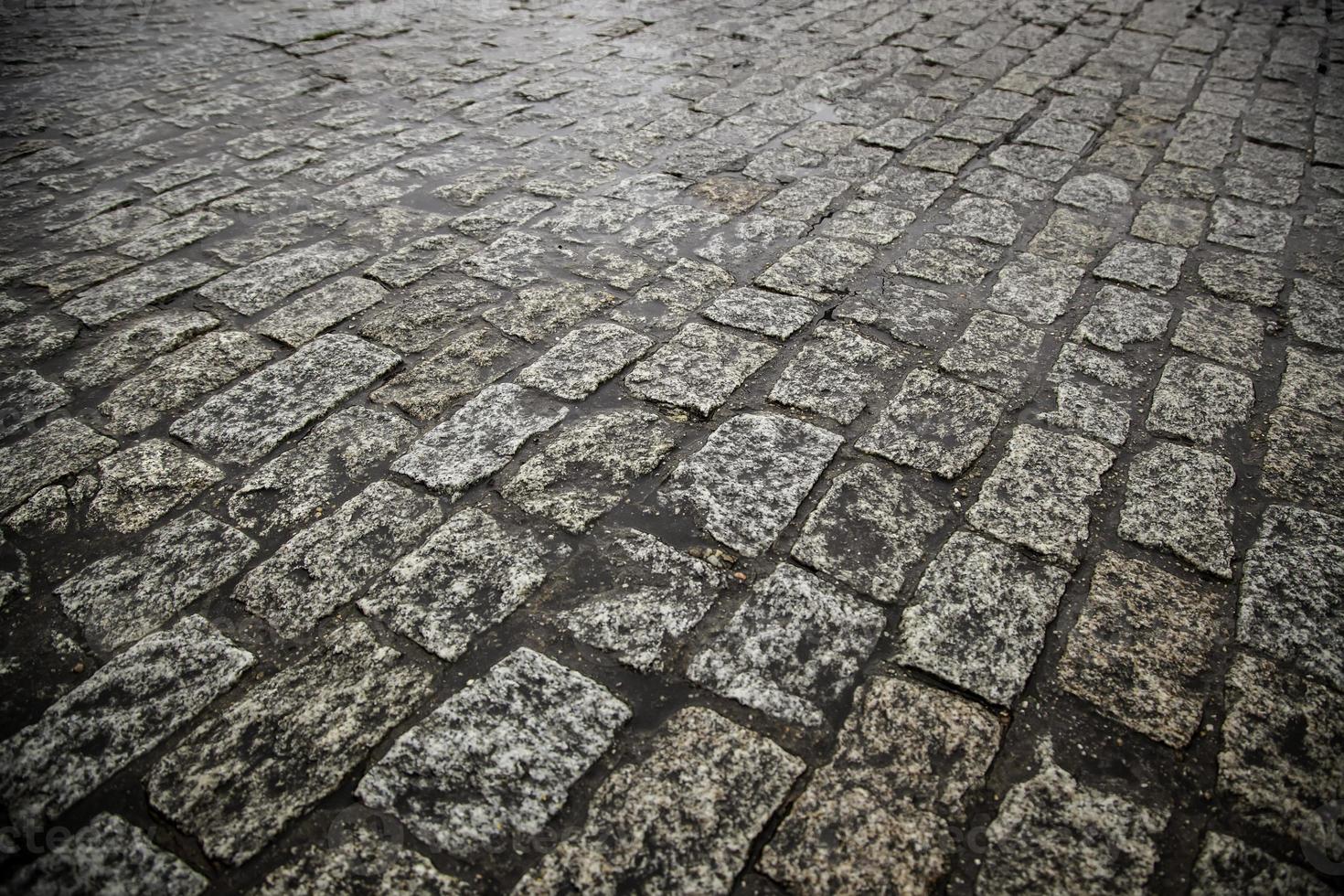 Wet cobblestone floor photo