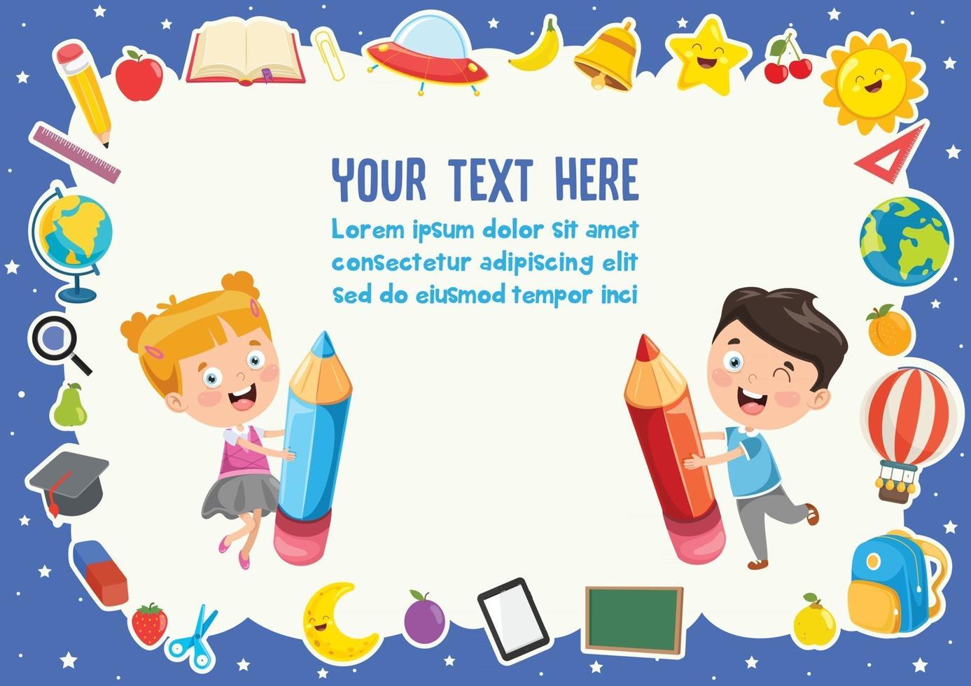 Colorful Template With Cute Children vector