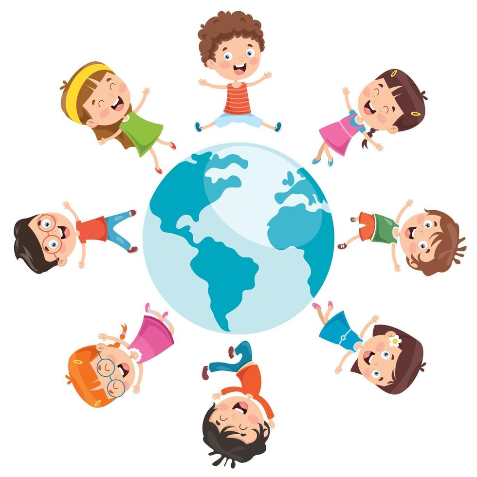 Happy Children Posing On Earth vector