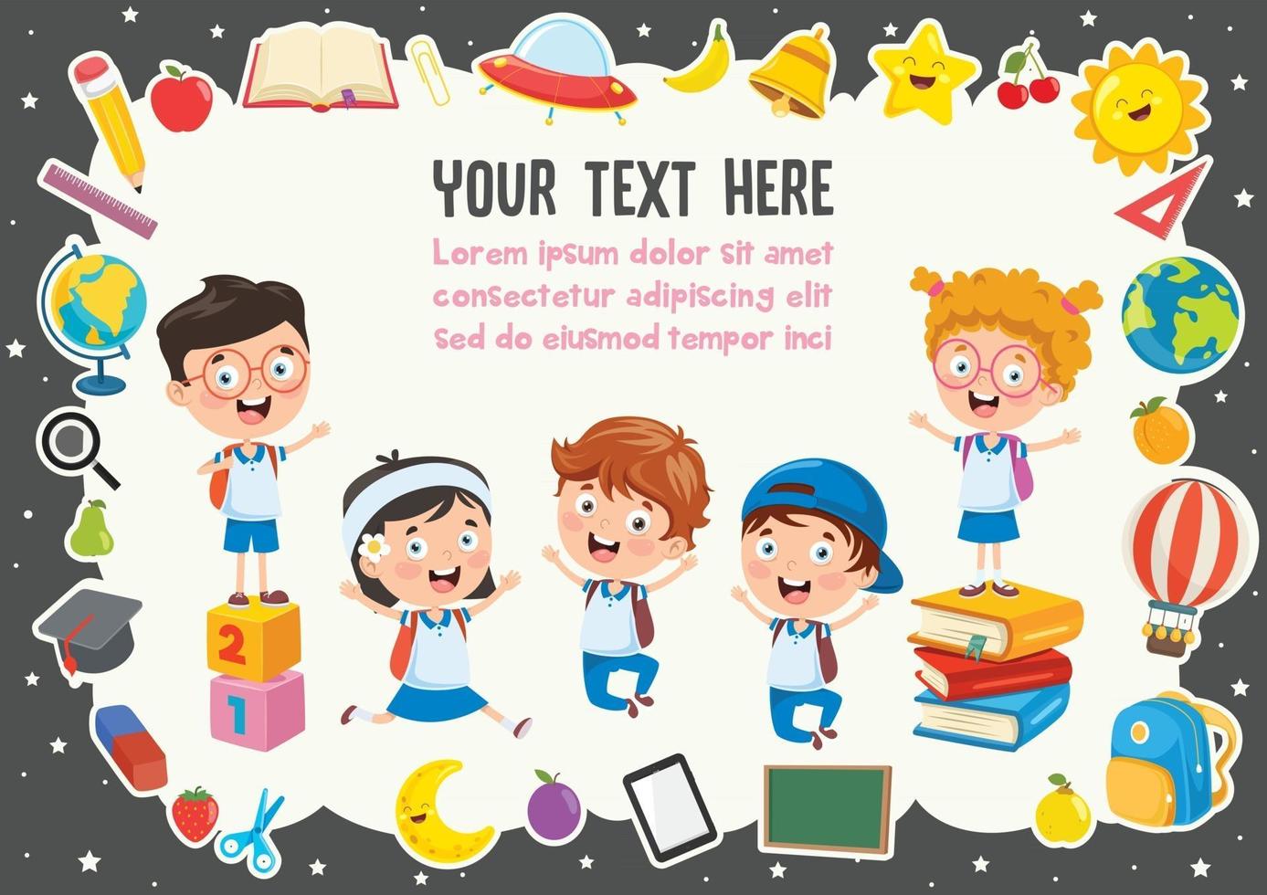 Colorful Template With Cute Children vector