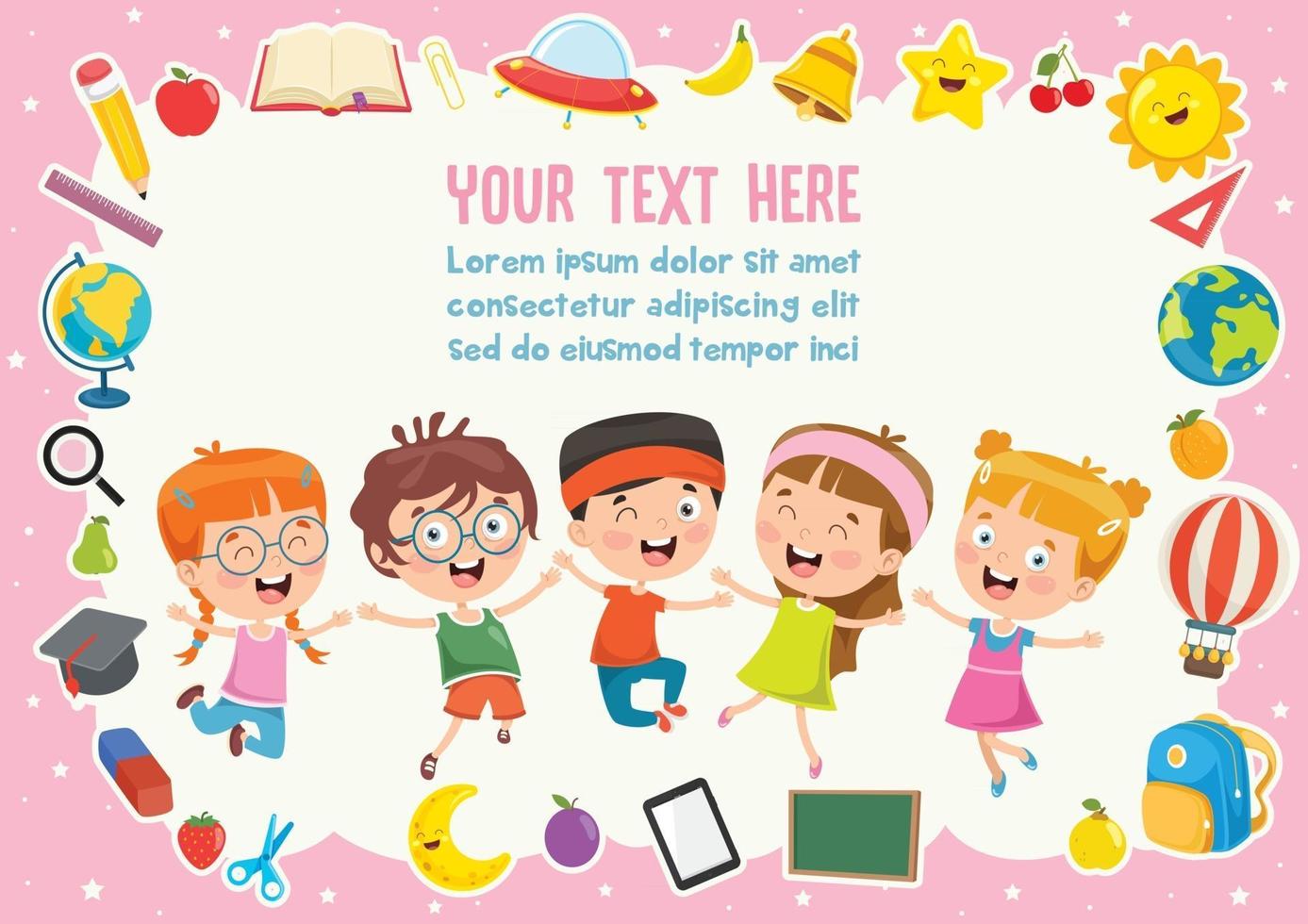 Colorful Template With Cute Children vector