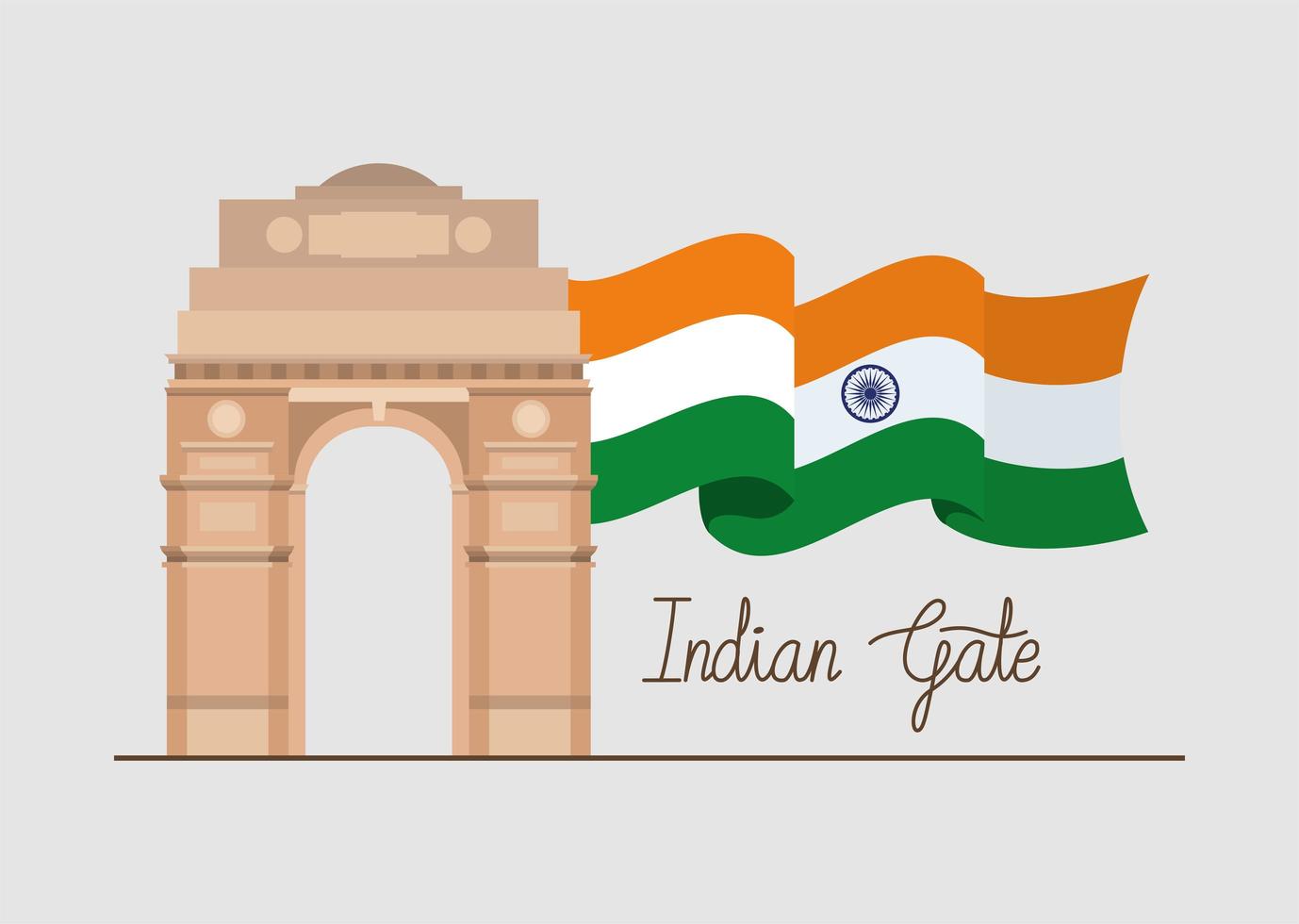 indian gate temple with flag vector