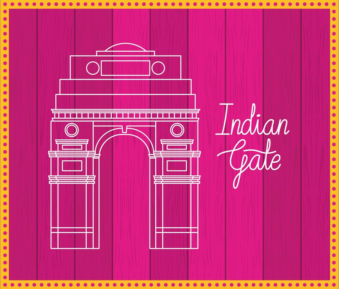 templo de la puerta india con fondo morado vector